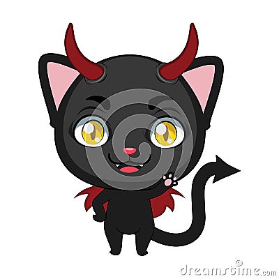 Cute little devil cat illustration Vector Illustration