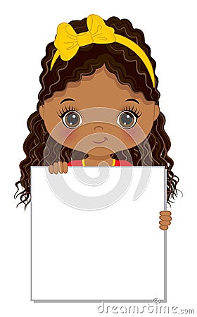 Cute Little Native American Girl Holding Banner Vector Illustration