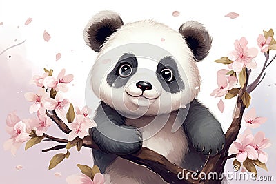 cute little panda bear illustration AI generated Cartoon Illustration