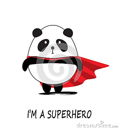 Cute Little Panda Superhero Vector Illustration