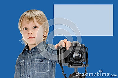 Cute little photographer Stock Photo