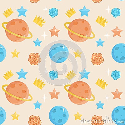 Cute little prince seamless pattern Vector Illustration