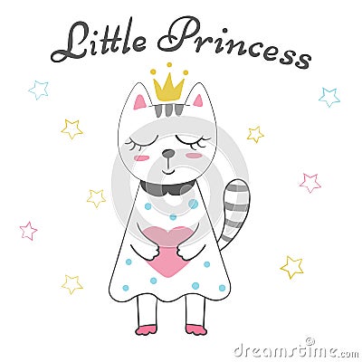 Cute little princess - baby illustration. Idea for print t-shirt. Vector Illustration