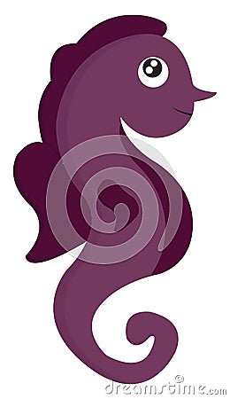 Clipart of a cute little purple-colored sea horse vector or color illustration Vector Illustration