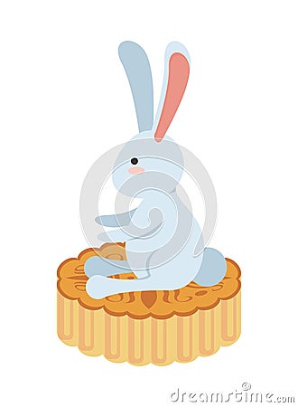 Cute little rabbit easter animal seated in lace Vector Illustration