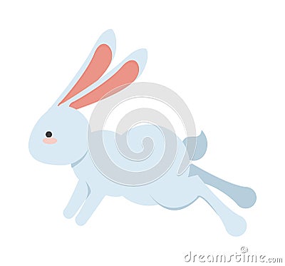 Cute little rabbit jumping easter animal icon Vector Illustration