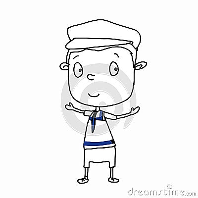 Cute little sailor and white background Stock Photo