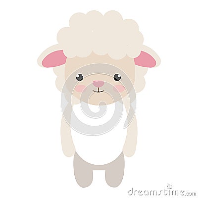 Cute little sheep animal character Vector Illustration