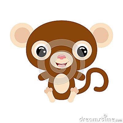 Cute little sitting monkey. Jungle animal. Flat vector stock illustration Vector Illustration