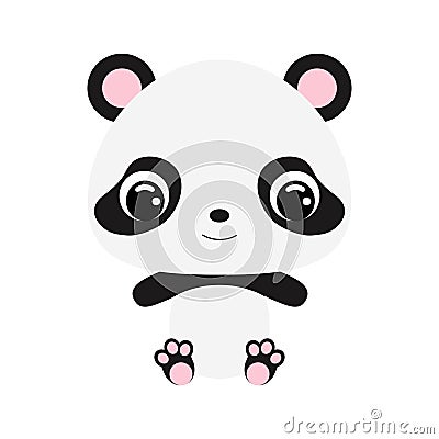 Cute little sitting panda. Flat vector stock illustration Vector Illustration