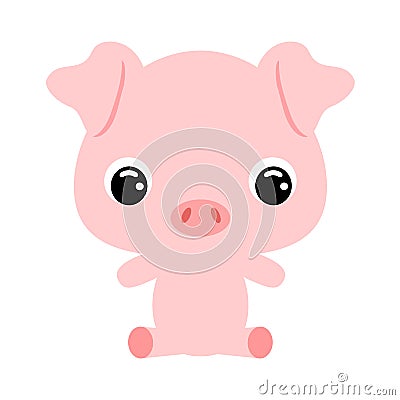 Cute little sitting pig. Domestic animal. Flat vector stock illustration Vector Illustration