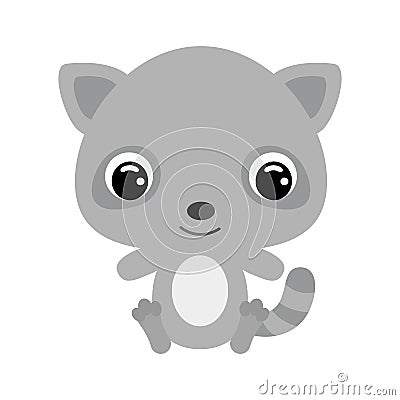 Cute little sitting raccoon. Forest animal. Flat vector stock illustration Vector Illustration