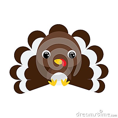Cute little sitting turkey. Flat vector stock illustration Vector Illustration