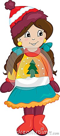Cute little girl, dressed for winter Vector Illustration