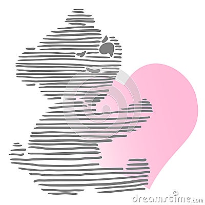 Cute Little Teddy Bear Holding Heart Vector Illustration