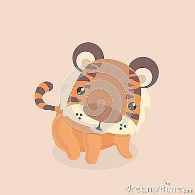 Cute little tiger. Vector Illustration