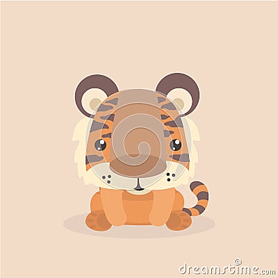 Cute little tiger. Vector Illustration