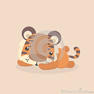 Cute little tiger. Vector Illustration