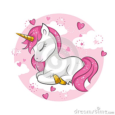 Cute little unicorn. Vector Illustration