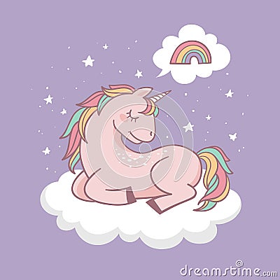 Cute little unicorn Vector Illustration