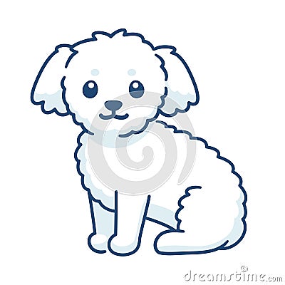 Cute little white fluffy dog Vector Illustration