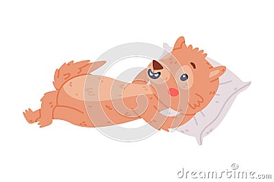 Cute Little Xerus Character with Pretty Snout Lying on Pillow Vector Illustration Vector Illustration