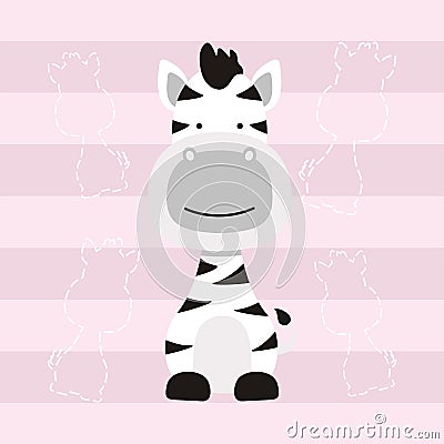 Cute little zebra kids t shirt design and poster Vector Illustration