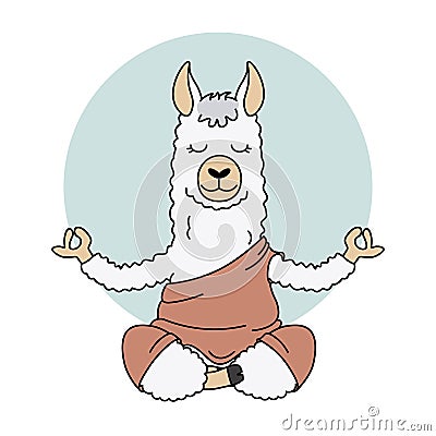Cute llama doing yoga Vector Illustration