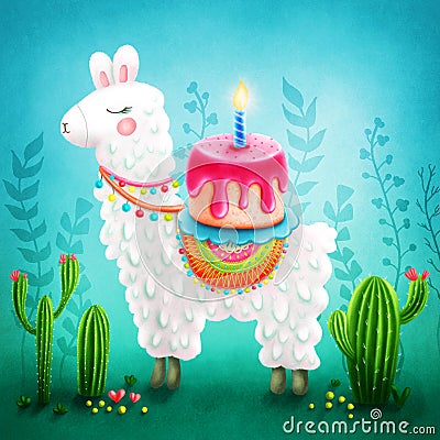 Cute llama Stock Photo