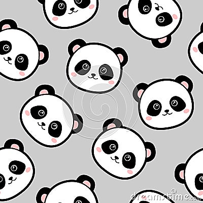 Cute panda seamless pattern Vector Illustration