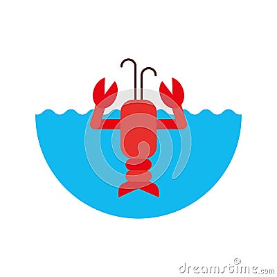 Cute lobster sealife character Vector Illustration