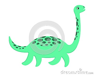 Cute Loch Ness monster. Plesiosaur Nessie in cartoon style. Vector illustration Cartoon Illustration