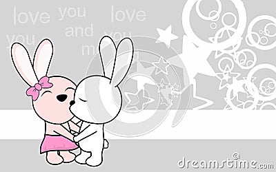 Cute love baby boy and girl bunny cartoon background Vector Illustration