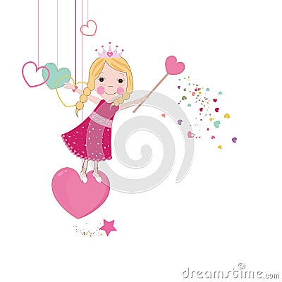 Cute love fairy tale background Vector Illustration