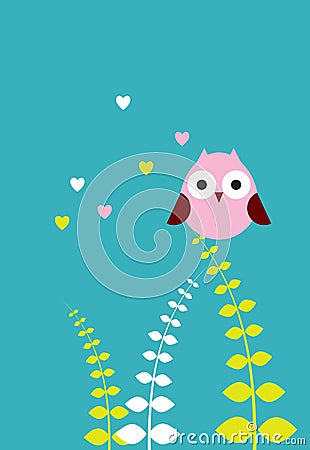 Cute love owl Vector Illustration