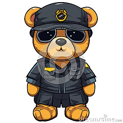 Cute Teddy Bear Air Force Clipart Illustration AI Generative Stock Photo