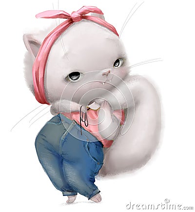 cute lovely white lady cat Stock Photo