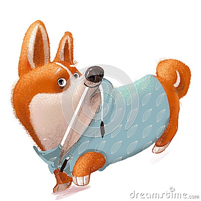 cute lovely corgi dog character on white background Stock Photo