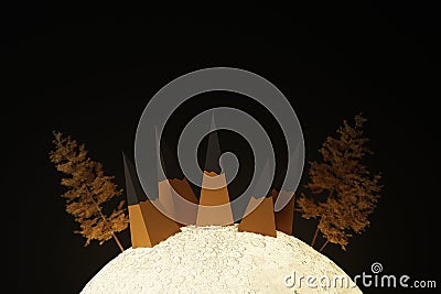 A cute low poly mountain on the moon Stock Photo