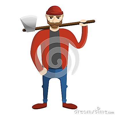 Cute lumberjack icon, cartoon style Vector Illustration