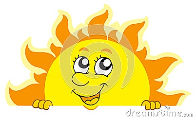 Cute lurking Sun Vector Illustration