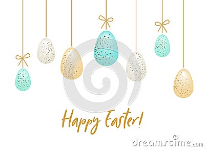 Cute luxury Easter background with dotted eggs Vector Illustration