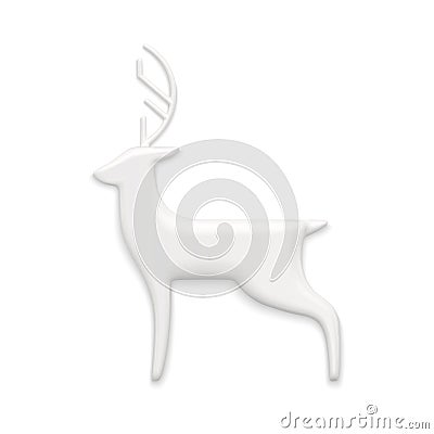 Cute luxury white horned north deer frozen winter statuette symbol of freedom and power vector Vector Illustration