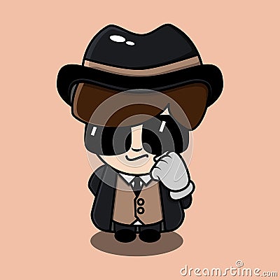Cute mafia character with simple concept Vector Illustration