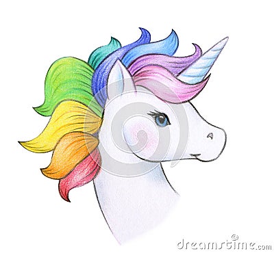 Cute, magic unicorn portrait. Stock Photo