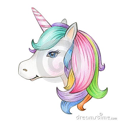 Cute, magic unicorn portrait. Stock Photo