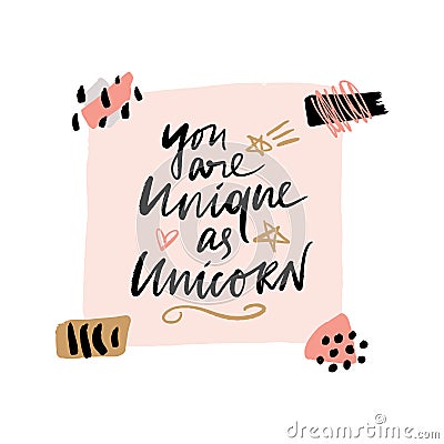 Cute magical funny vector sign. Born to be a Unicorn Stock Photo