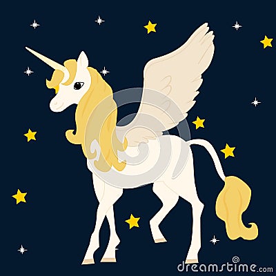 Cute magical unicorn,sweet kids graphics for t-shirts Vector Illustration