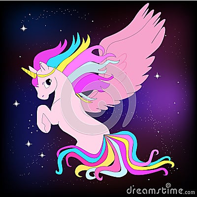 Cute magical unicorn,sweet kids graphics for t-shirts Vector Illustration