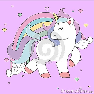 Cute magical unicorn,sweet kids graphics for t-shirts Vector Illustration